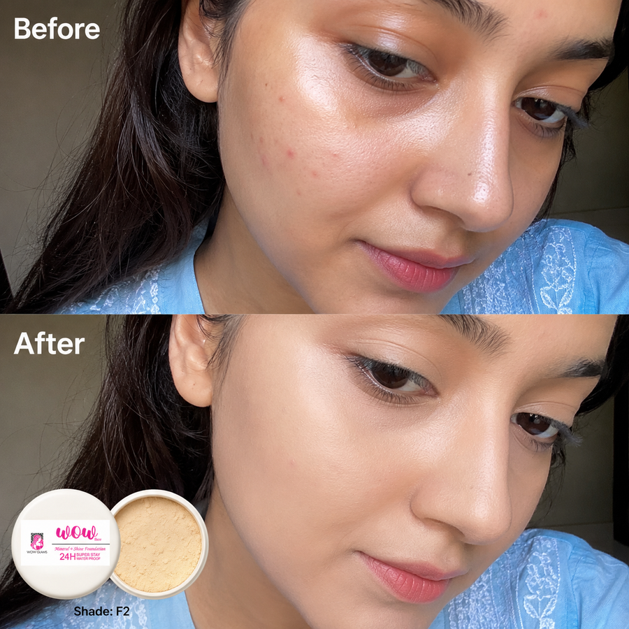 Wow F2 Shade Powder Foundation – Mineral Base Makeup results