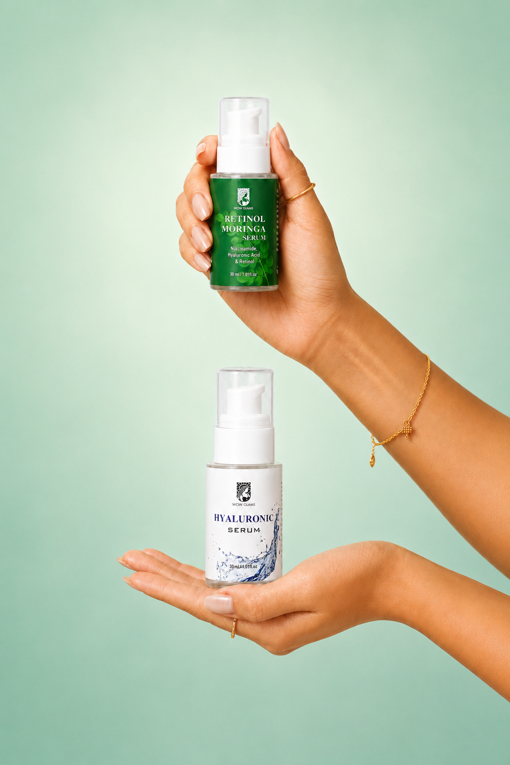 Wow Glams Night Renewal Duo Kit with Moringa Retinol Serum and Hyaluronic Acid Serum – Complete Night Skincare Serum Bundle for Smooth, Hydrated and Glowing Skin Pakistan