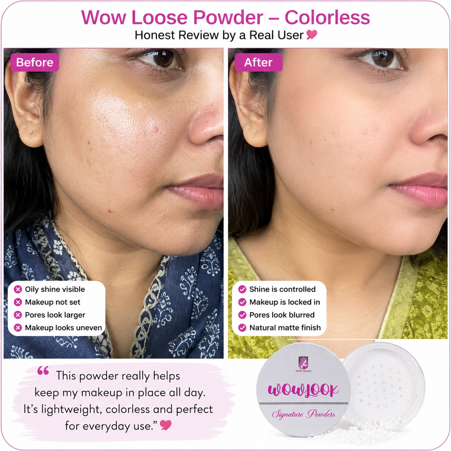 WOWLOOK Colorless Loose Powder | Makeup Setting Powder results