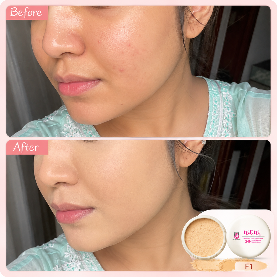 Wow F1 Shade Powder Foundation – Mineral Base Makeup results