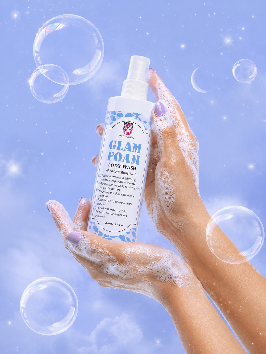 glam foam body wash, salicylic acid body wash, whitening body wash
