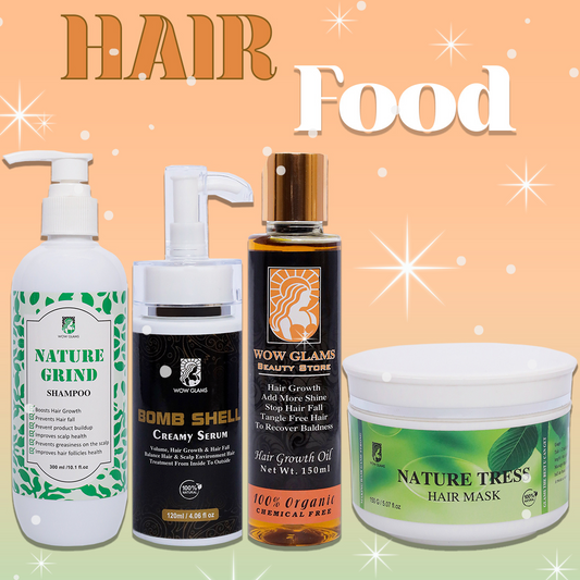 Wow Glams HAIR CARE deal with hair growth oil, sulphate free shampoo, hair serum, and hair mask, hair treatment products.