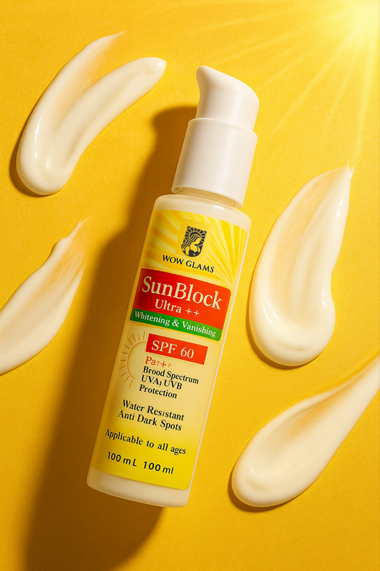 best sunblock in Pakistan, wow glams sunblock SPF 60, whitening sunblock 