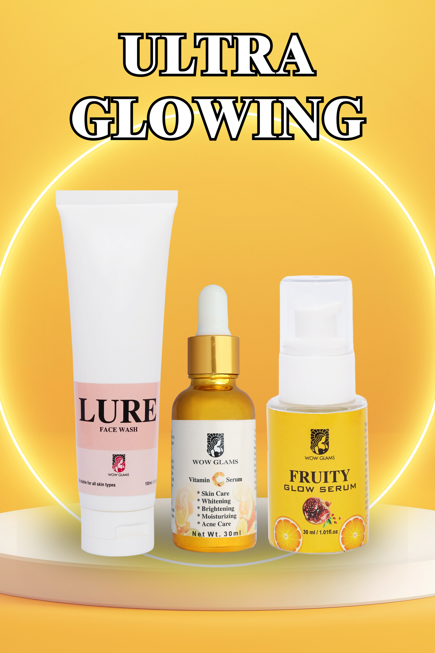 Wow Glams ULTRA GLOWING Deal with vitamin C serum, glow serum and whitening face wash. Best serum for glowing skin.