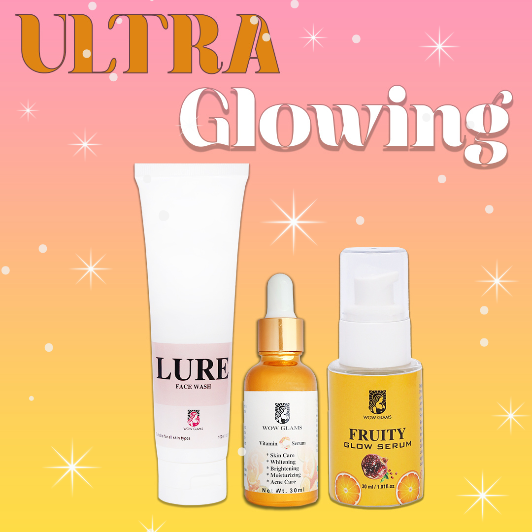 Wow Glams ULTRA GLOWING Deal with vitamin C serum, glow serum and whitening face wash. Best serum for glowing skin.
