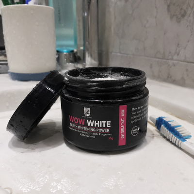 Customer review photo for WOW WHITE Teeth Whitening Powder | Activated Charcoal Powder