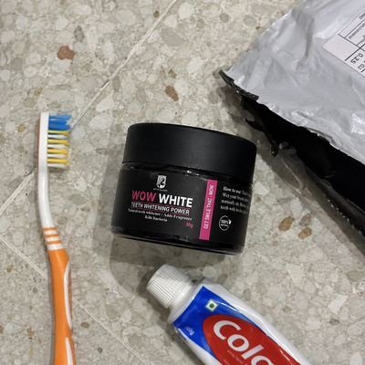 Customer review photo for WOW WHITE Teeth Whitening Powder | Activated Charcoal Powder