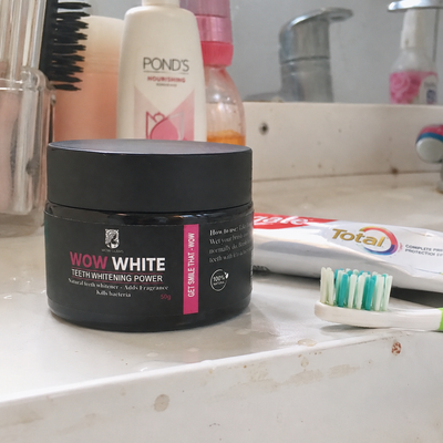Customer review photo for WOW WHITE Teeth Whitening Powder | Activated Charcoal Powder