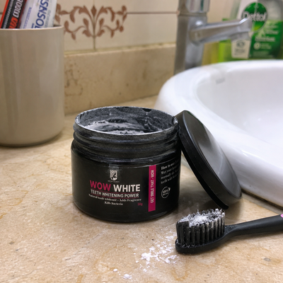 Customer review photo for WOW WHITE Teeth Whitening Powder | Activated Charcoal Powder