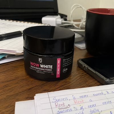Customer review photo for WOW WHITE Teeth Whitening Powder | Activated Charcoal Powder
