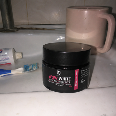 Customer review photo for WOW WHITE Teeth Whitening Powder | Activated Charcoal Powder