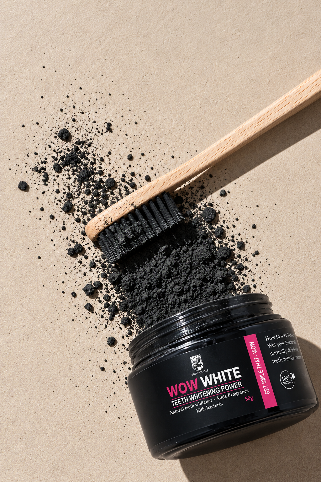 WOW WHITE Teeth Whitening Powder | Activated Charcoal Powder - Wow Glams